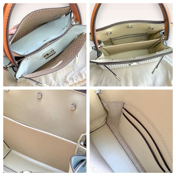 AUTHENTICATED NEW Tory Burch Petite Perforated Lee Radziwill Double Bag $798 - Picture 12 of 17